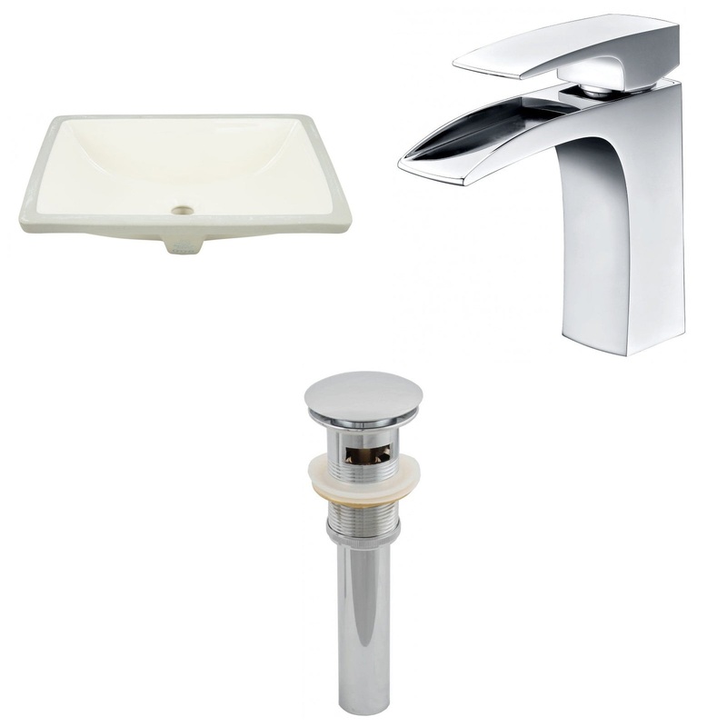 American Imaginations AI-13093 18" Biscuit Rectangular Ceramic Undermount Bathroom Sink Set