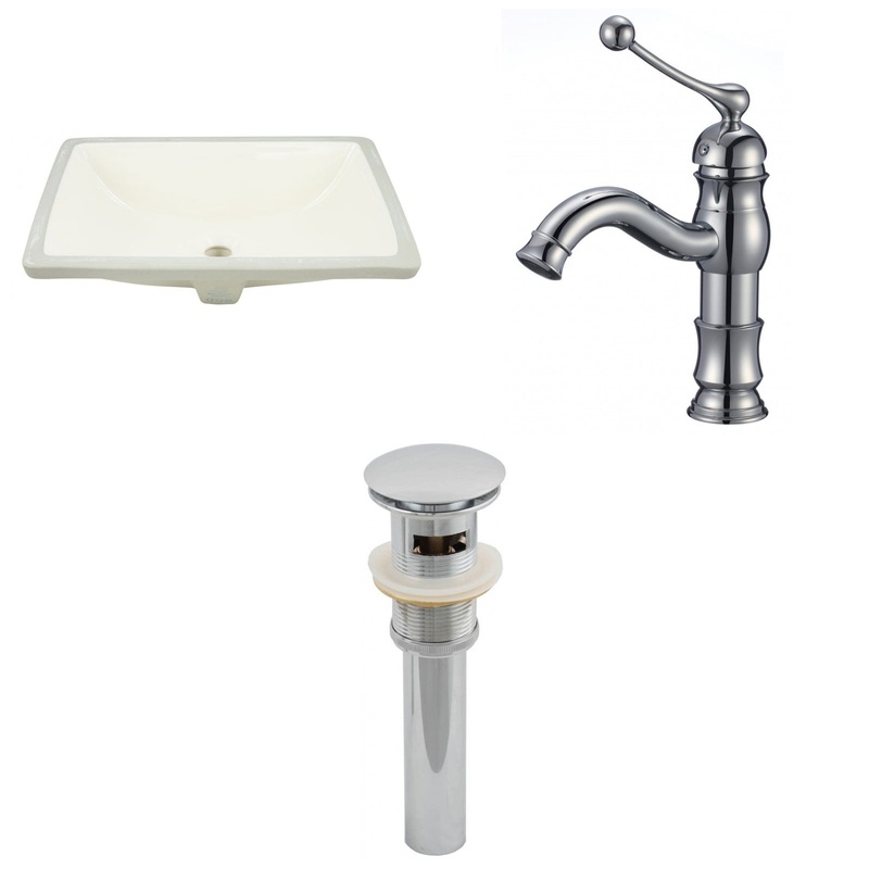 American Imaginations AI-13097 18" Biscuit Rectangular Ceramic Undermount Bathroom Sink Set