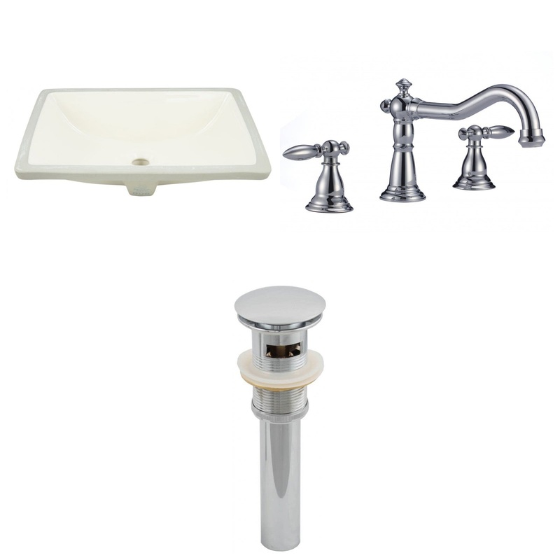 American Imaginations AI-13101 18" Biscuit Rectangular Ceramic Undermount Bathroom Sink Set