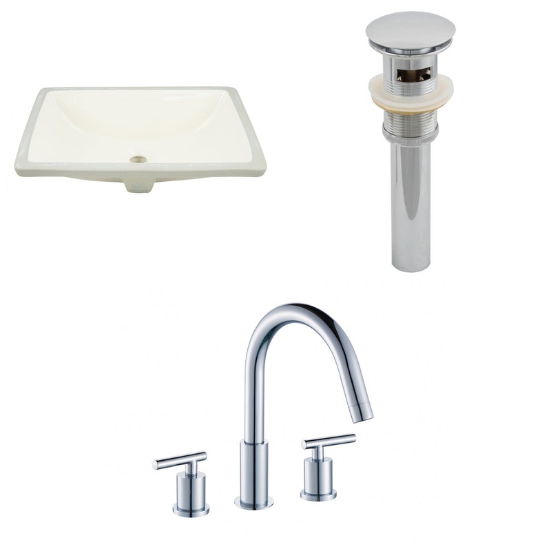 American Imaginations AI-13103 18" Biscuit Rectangular Ceramic Undermount Bathroom Sink Set