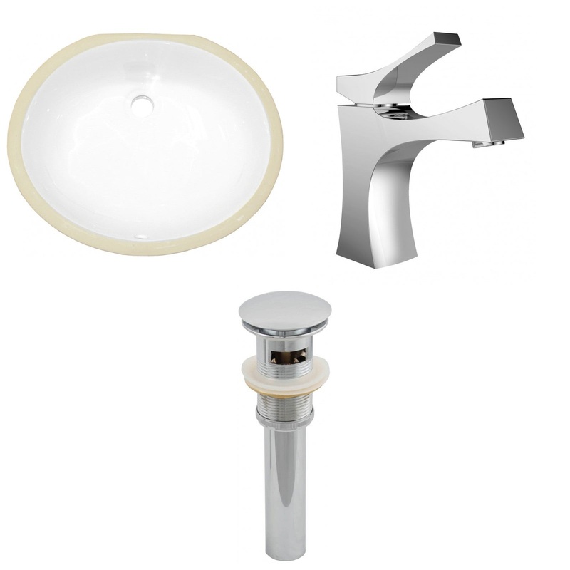 American Imaginations AI-13105 20" White Oval Ceramic Undermount Bathroom Sink Set