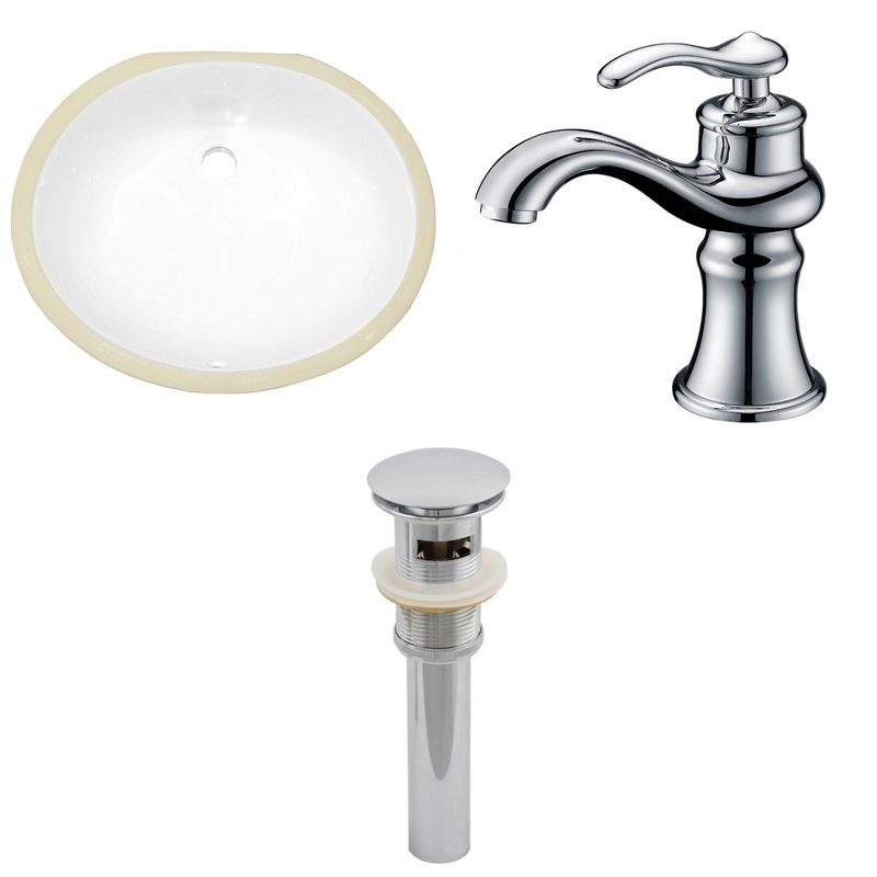 American Imaginations AI-13109 20" White Oval Ceramic Undermount Bathroom Sink Set