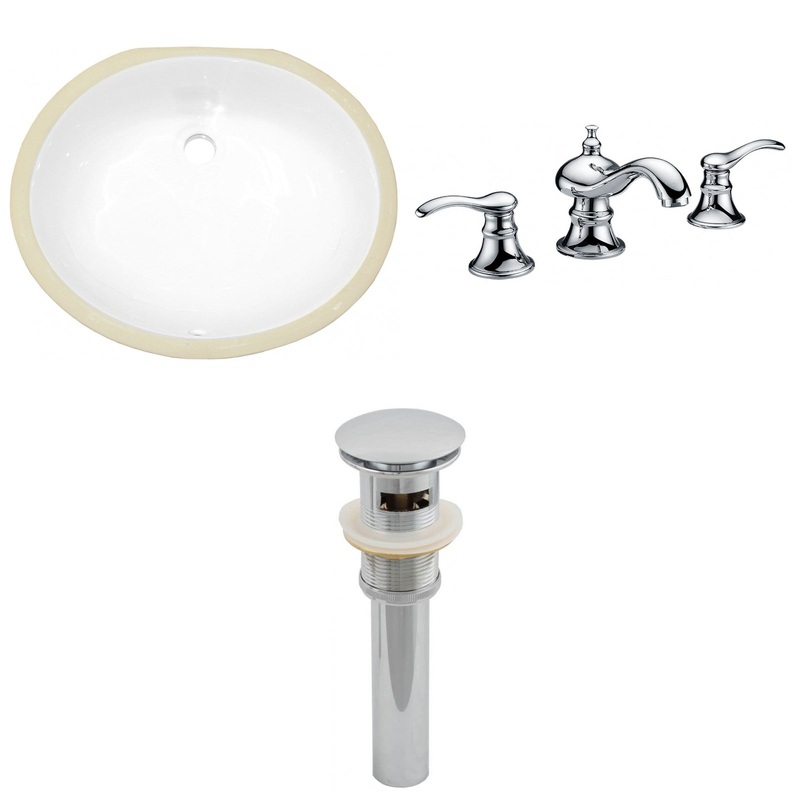 American Imaginations AI-13113 20" White Oval Ceramic Undermount Bathroom Sink Set