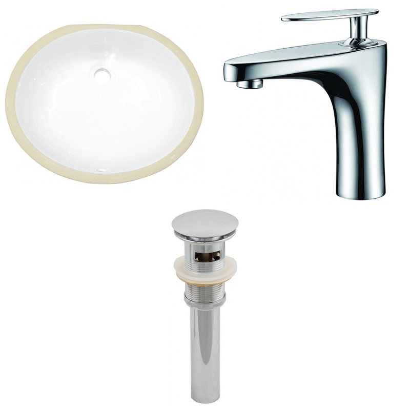 American Imaginations AI-13115 20" White Oval Ceramic Undermount Bathroom Sink Set