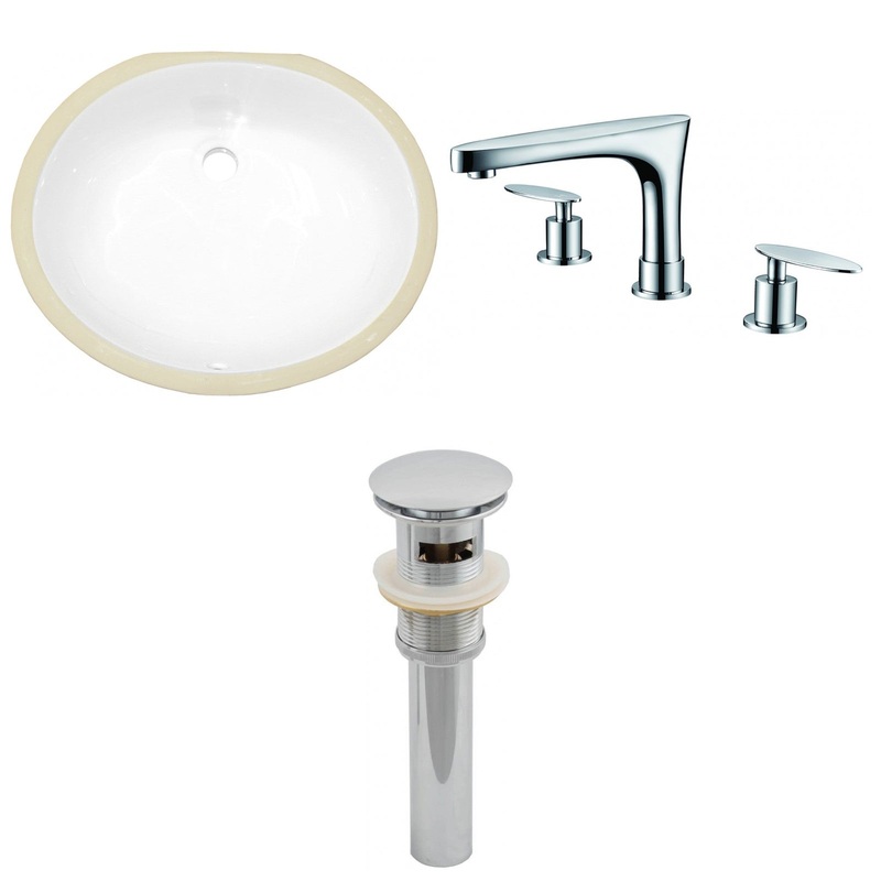American Imaginations AI-13117 20" White Oval Ceramic Undermount Bathroom Sink Set