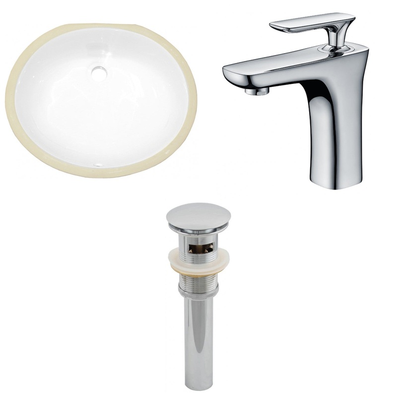 American Imaginations AI-13119 20" White Oval Ceramic Undermount Bathroom Sink Set