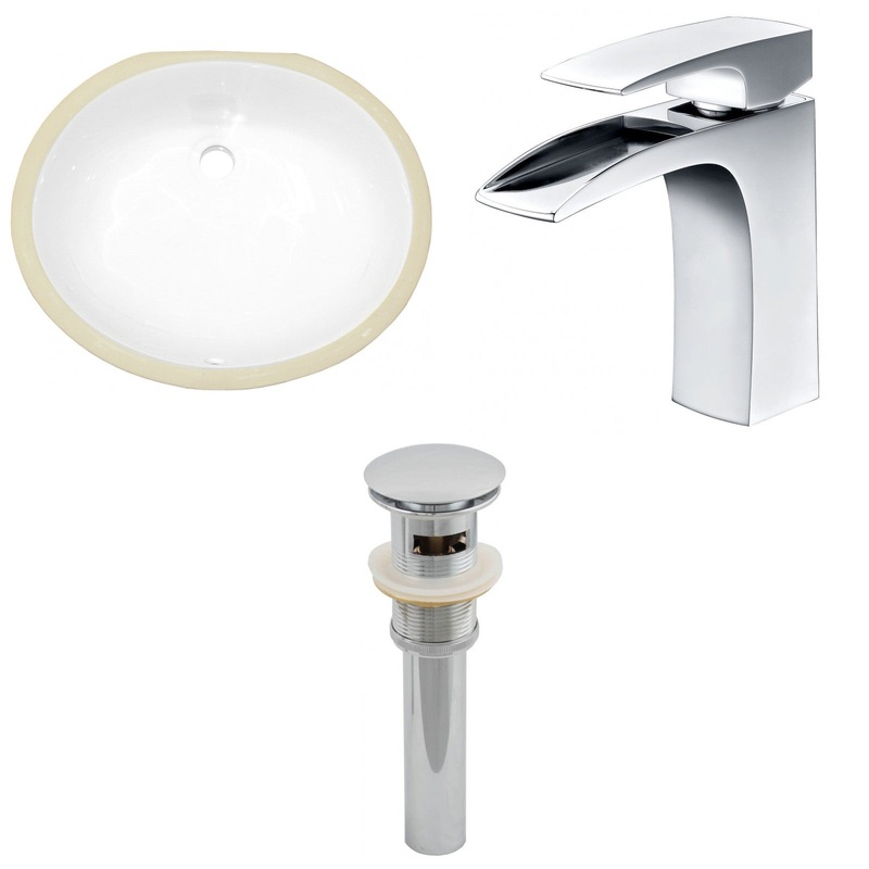 American Imaginations AI-13123 20" White Oval Ceramic Undermount Bathroom Sink Set