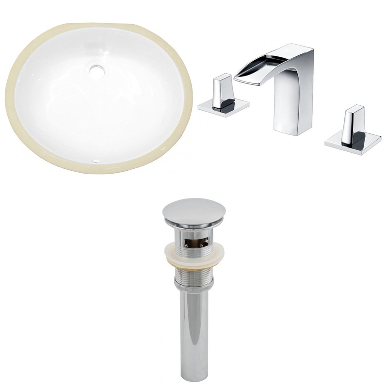American Imaginations AI-13125 20" White Oval Ceramic Undermount Bathroom Sink Set