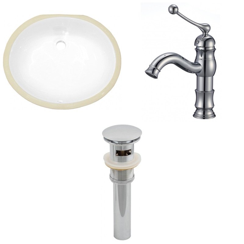 American Imaginations AI-13127 20" White Oval Ceramic Undermount Bathroom Sink Set