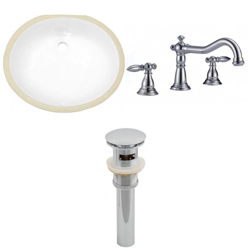 American Imaginations AI-13131 20" White Oval Ceramic Undermount Bathroom Sink Set