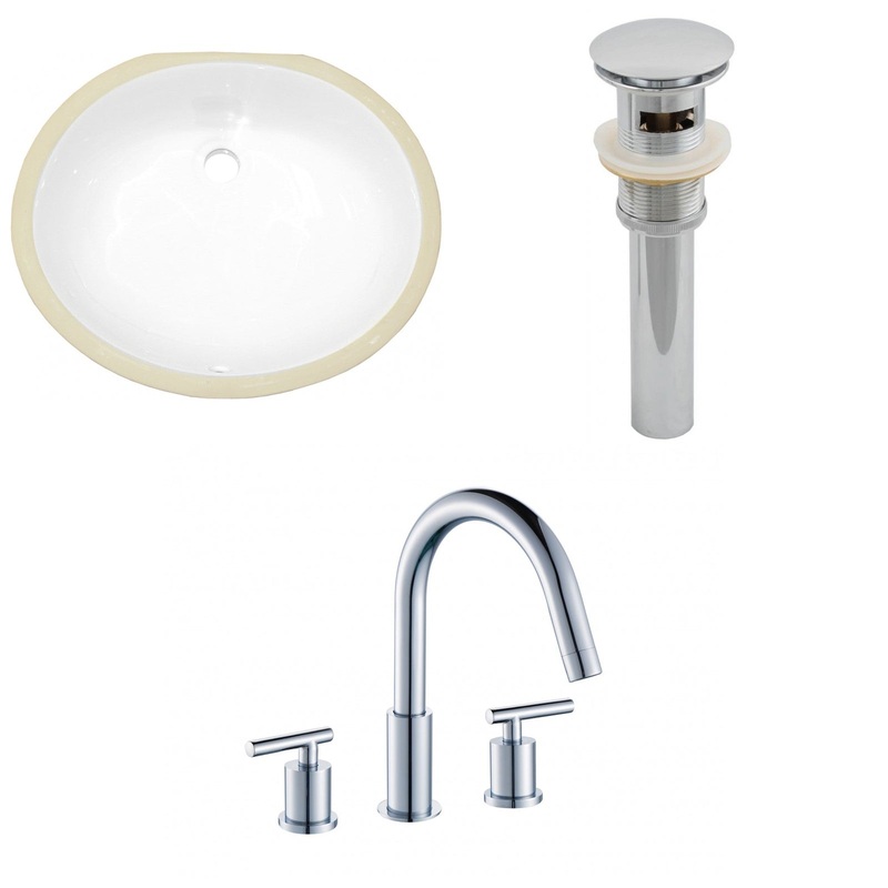 American Imaginations AI-13133 20" White Oval Ceramic Undermount Bathroom Sink Set
