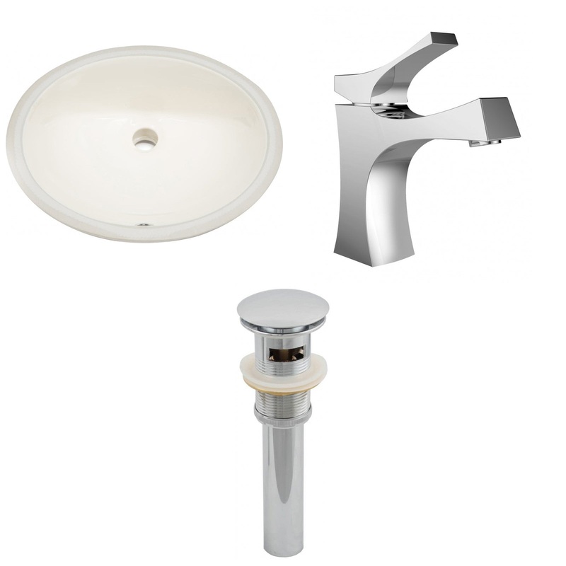 American Imaginations AI-13135 20" Biscuit Oval Ceramic Undermount Bathroom Sink Set