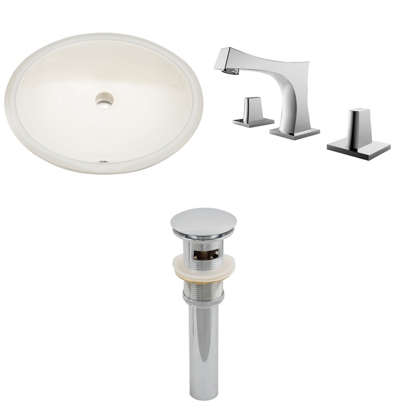 American Imaginations AI-13137 20" Biscuit Oval Ceramic Undermount Bathroom Sink Set