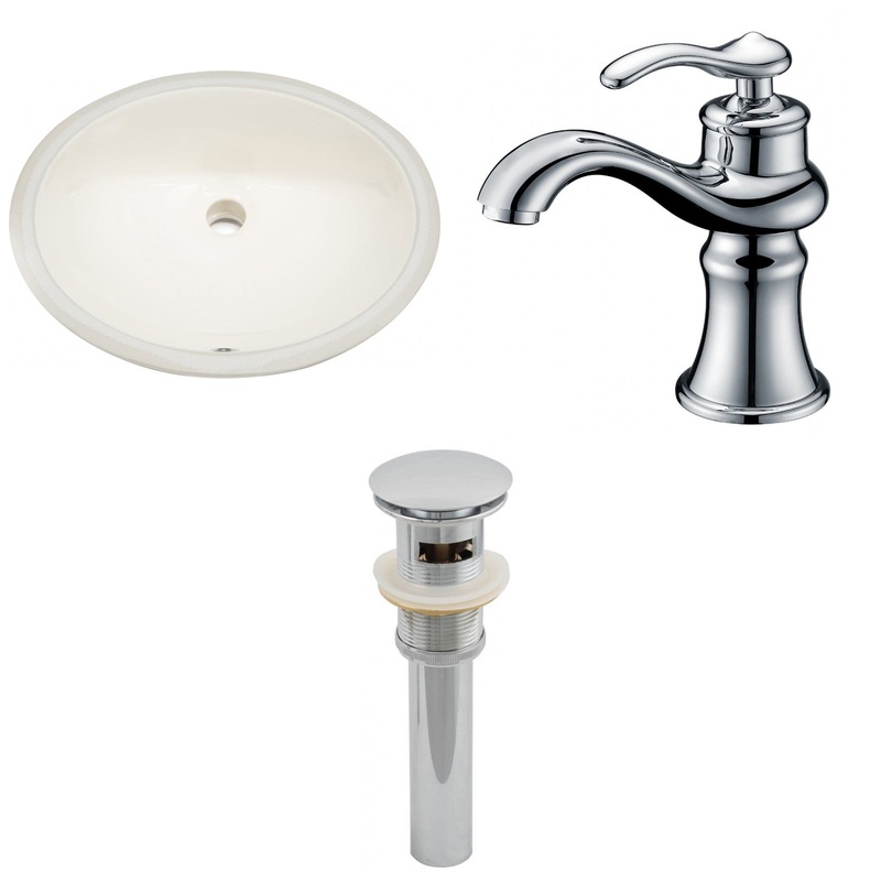 American Imaginations AI-13139 20" Biscuit Oval Ceramic Undermount Bathroom Sink Set