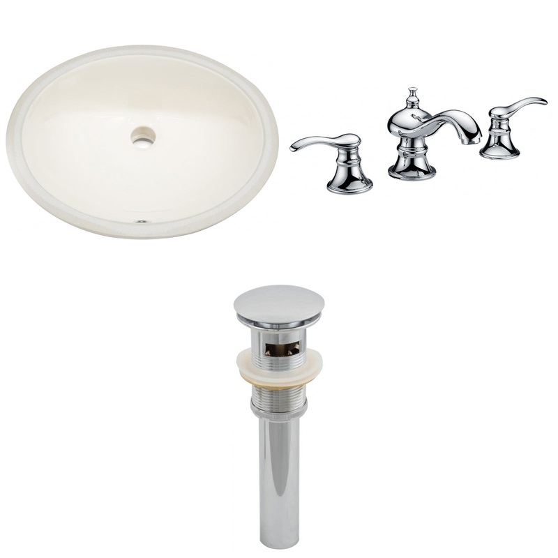American Imaginations AI-13143 20" Biscuit Oval Ceramic Undermount Bathroom Sink Set