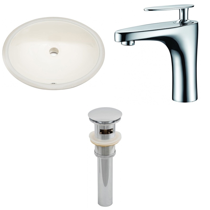 American Imaginations AI-13145 20" Biscuit Oval Ceramic Undermount Bathroom Sink Set