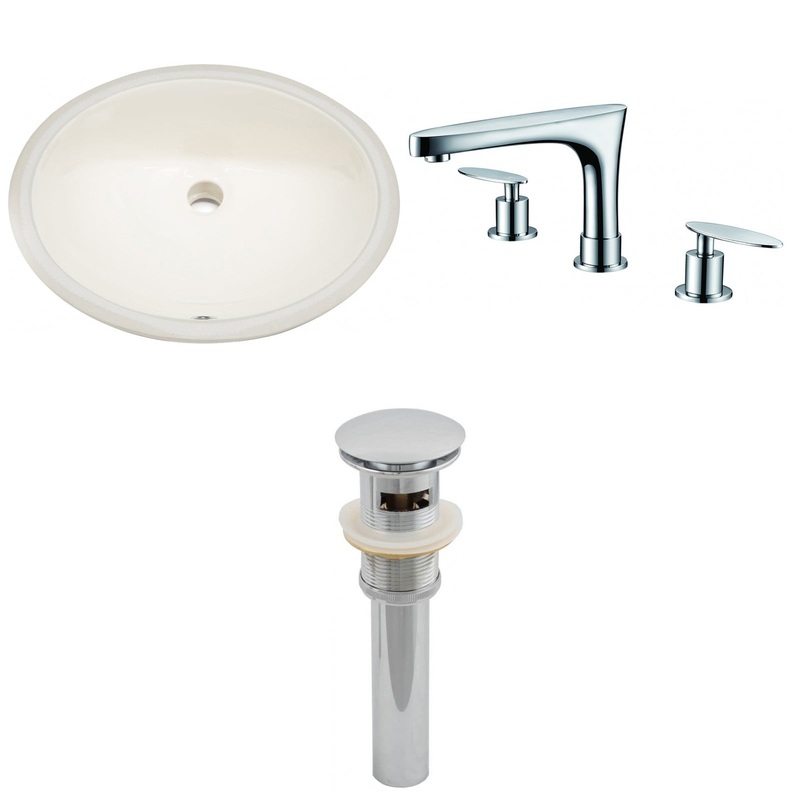 American Imaginations AI-13147 20" Biscuit Oval Ceramic Undermount Bathroom Sink Set