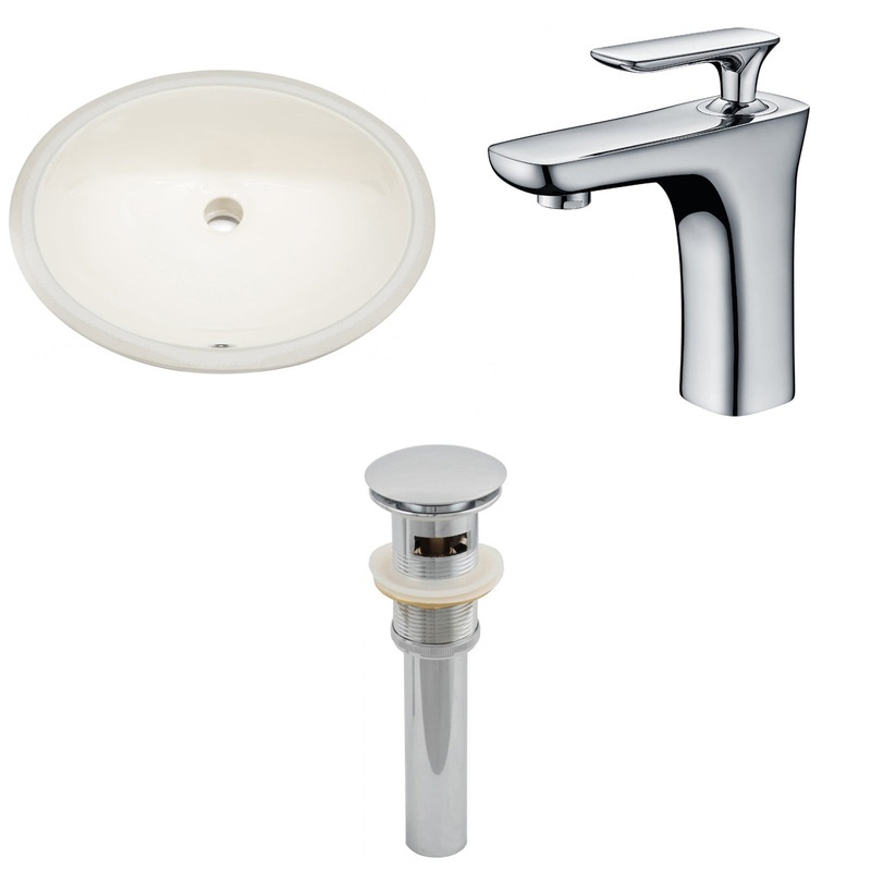 American Imaginations AI-13149 20" Biscuit Oval Ceramic Undermount Bathroom Sink Set