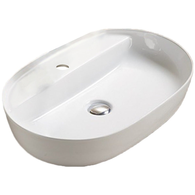 American Imaginations AI-27943 Oval White Ceramic Bathroom Vessel Sink with Enamel Glaze Finish