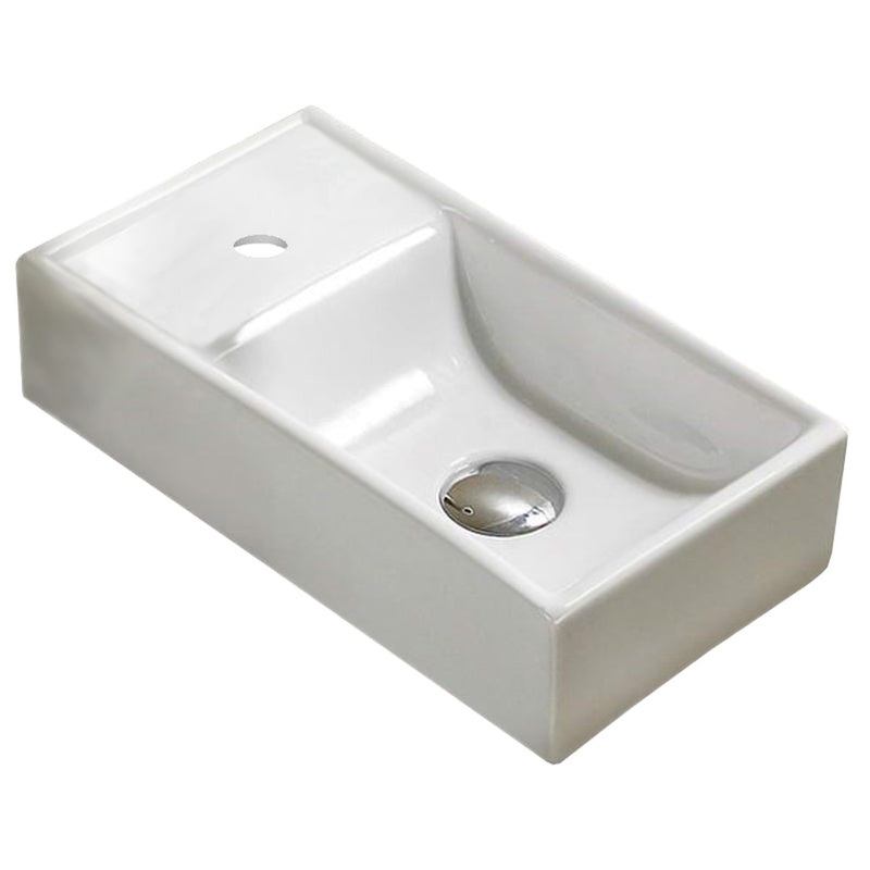American Imaginations AI-28157 Rectangle White Ceramic Bathroom Vessel Sink with Enamel Glaze Finish