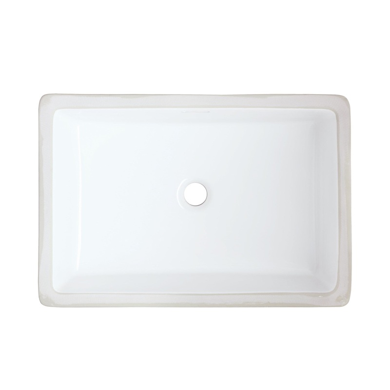 American Imaginations AI-37009 Rectangle White Ceramic Bathroom Undermount Sink with Enamel Glaze Finish