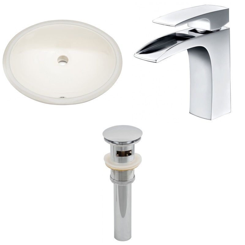 American Imaginations AI-13153 20" Biscuit Oval Ceramic Undermount Bathroom Sink Set