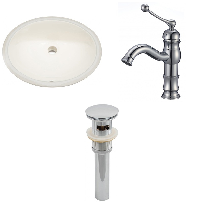 American Imaginations AI-13157 20" Biscuit Oval Ceramic Undermount Bathroom Sink Set