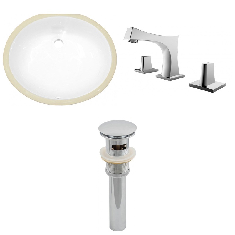 American Imaginations AI-13226 20" White Oval Ceramic Undermount Bathroom Sink Set
