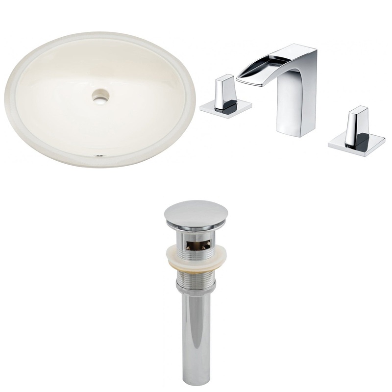 American Imaginations AI-13250 20" Biscuit Oval Ceramic Undermount Bathroom Sink Set