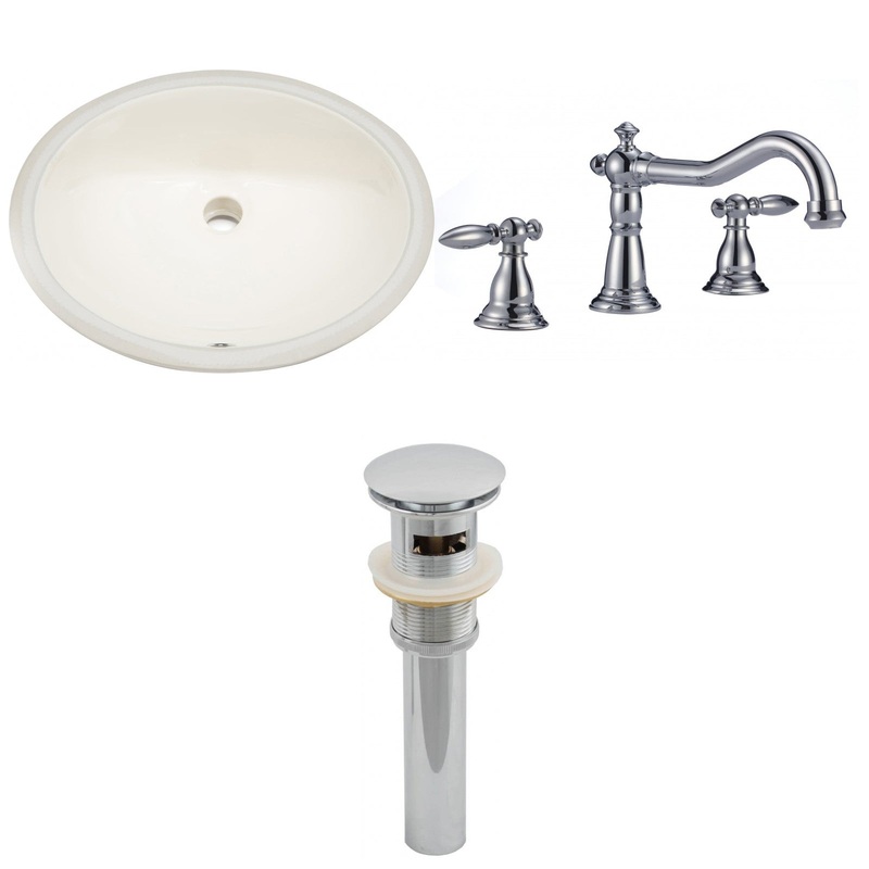 American Imaginations AI-13253 20" Biscuit Oval Ceramic Undermount Bathroom Sink Set