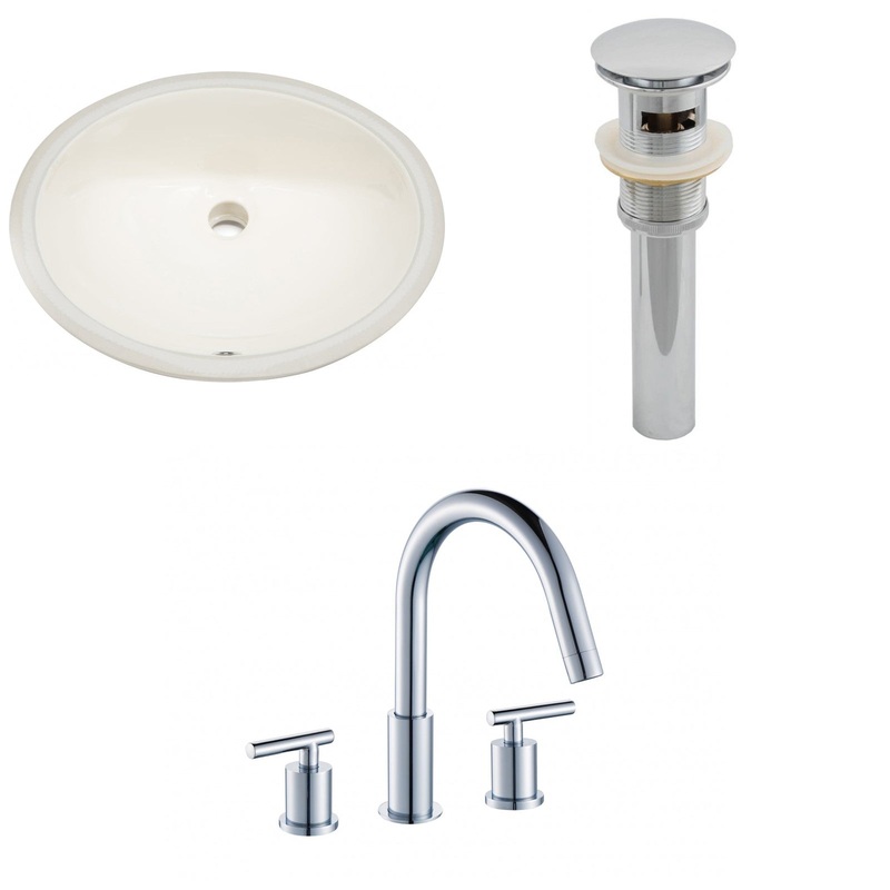 American Imaginations AI-13254 20" Biscuit Oval Ceramic Undermount Bathroom Sink Set
