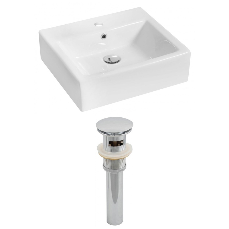 American Imaginations AI-14788 21" White Rectangular Ceramic Above Counter Bathroom Vessel Sink Set