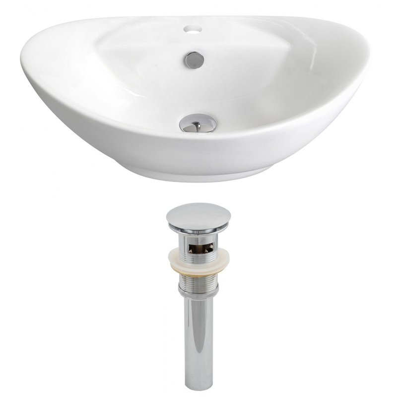 American Imaginations AI-14794 23" White Oval Ceramic Above Counter Bathroom Vessel Sink Set