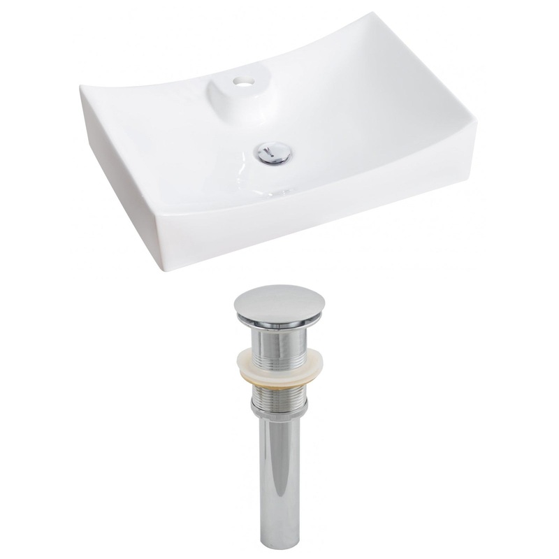 American Imaginations AI-14797 26" White Rectangular Ceramic Above Counter Bathroom Vessel Sink Set