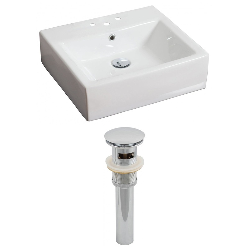 American Imaginations AI-14804 21" White Rectangular Ceramic Above Counter Bathroom Vessel Sink Set
