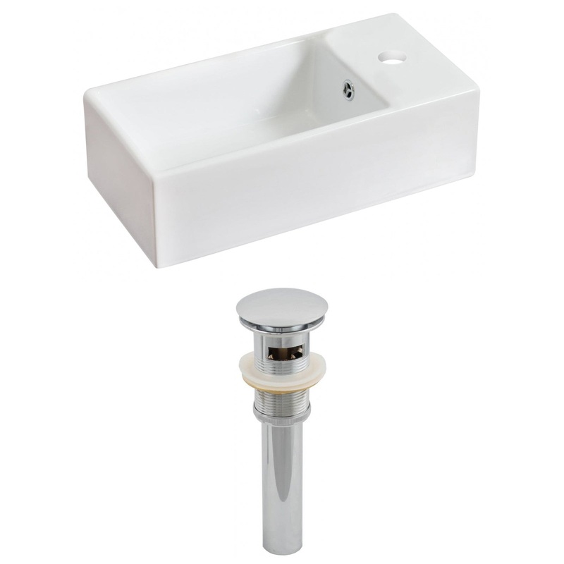 American Imaginations AI-14807 19" White Rectangular Ceramic Above Counter Bathroom Vessel Sink Set