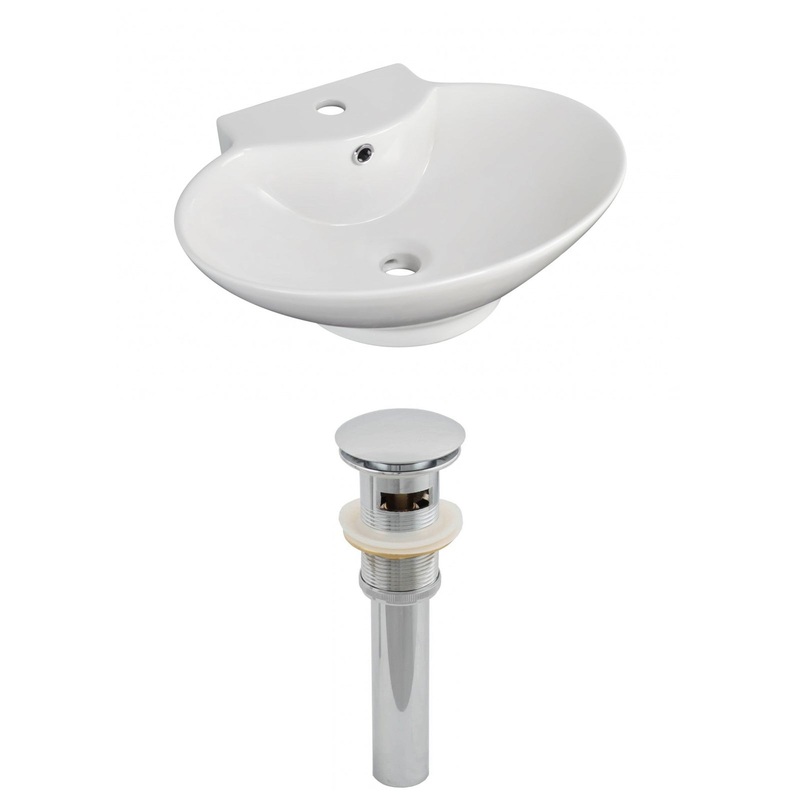 American Imaginations AI-14808 23" White Oval Ceramic Above Counter Bathroom Vessel Sink Set