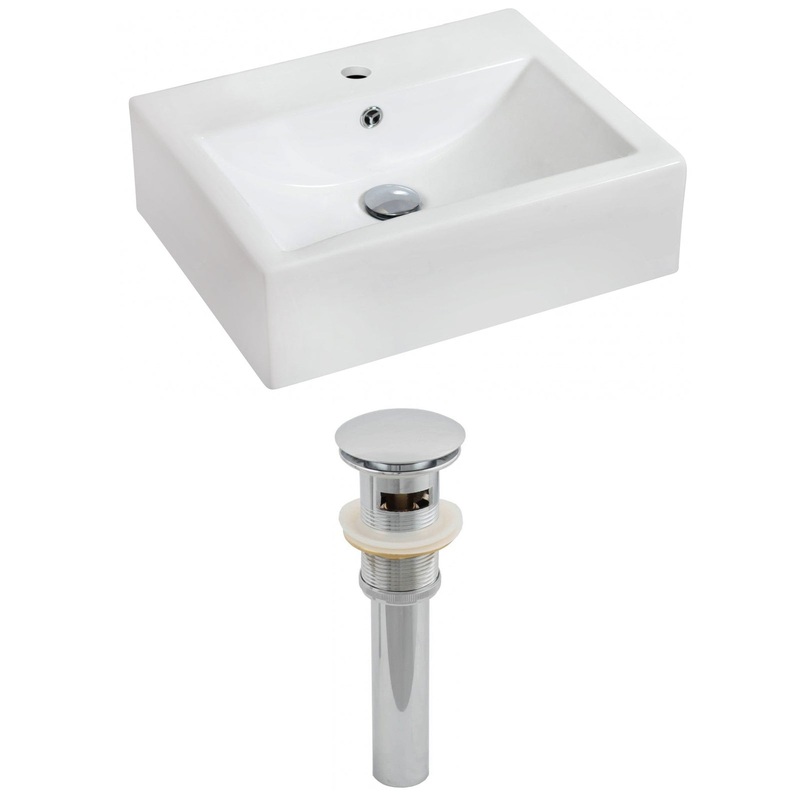 American Imaginations AI-14817 20" White Rectangular Ceramic Wall Mount Bathroom Vessel Sink Set
