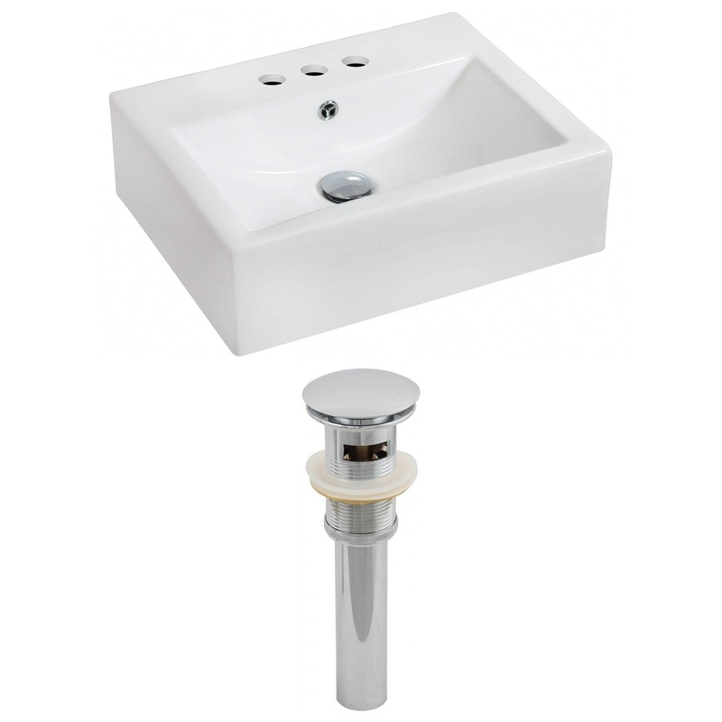 American Imaginations AI-14818 20" White Rectangular Ceramic Wall Mount Bathroom Vessel Sink Set