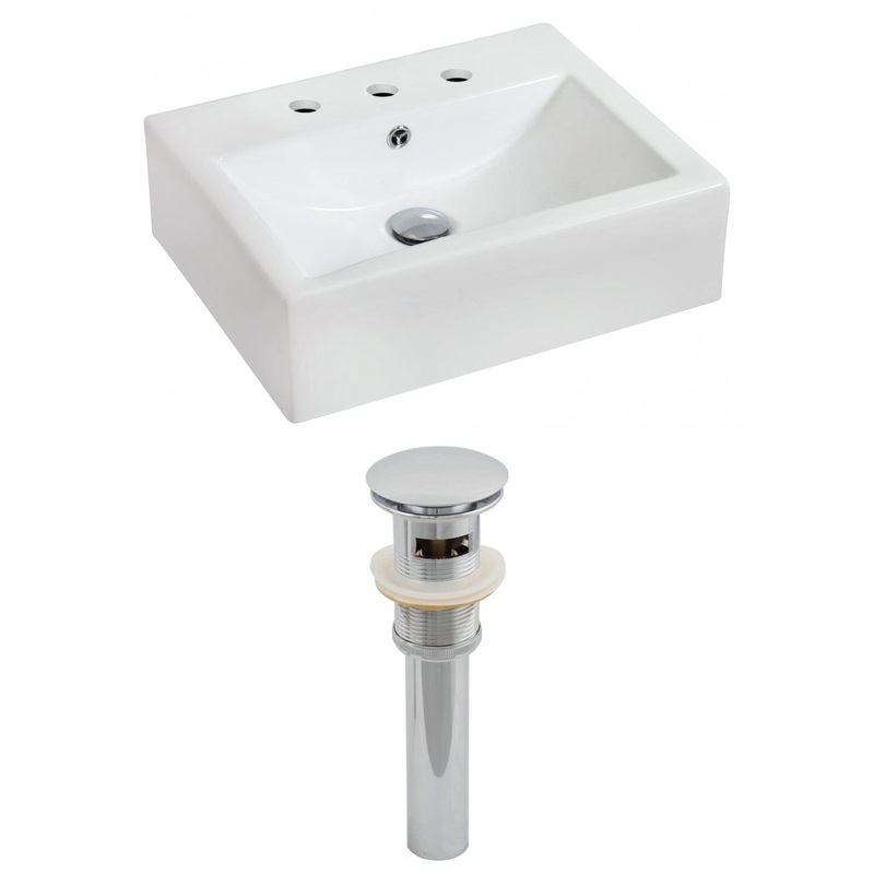 American Imaginations AI-14819 20" White Rectangular Ceramic Wall Mount Bathroom Vessel Sink Set