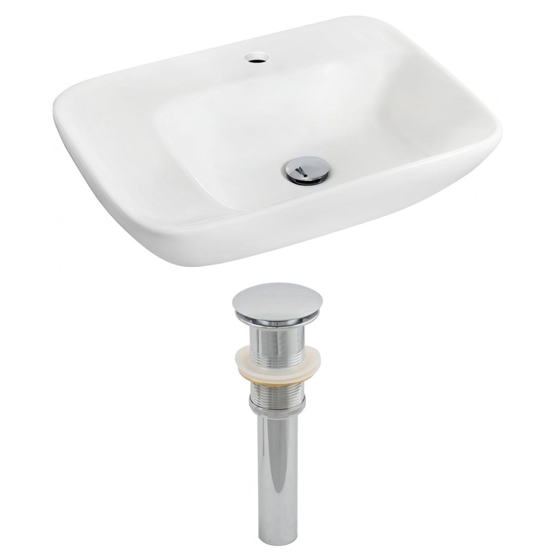 American Imaginations AI-14820 24" White Rectangular Ceramic Wall Mount Bathroom Vessel Sink Set