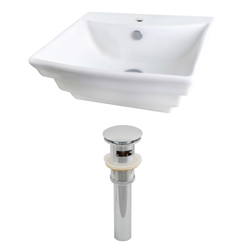 American Imaginations AI-14821 20" White Rectangular Ceramic Wall Mount Bathroom Vessel Sink Set