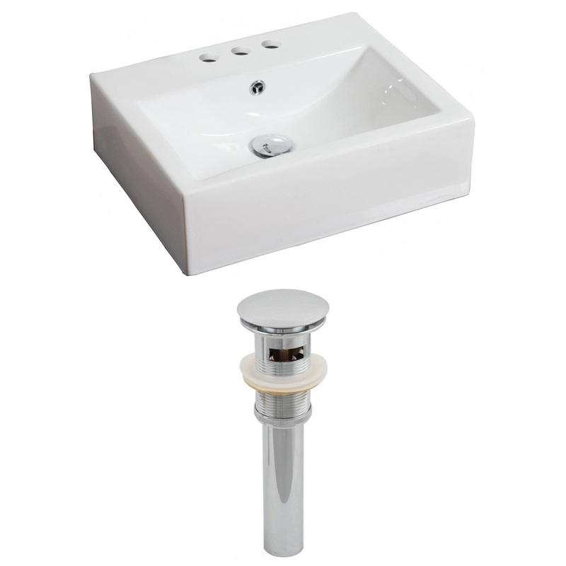 American Imaginations AI-14823 21" White Rectangular Ceramic Wall Mount Bathroom Vessel Sink Set