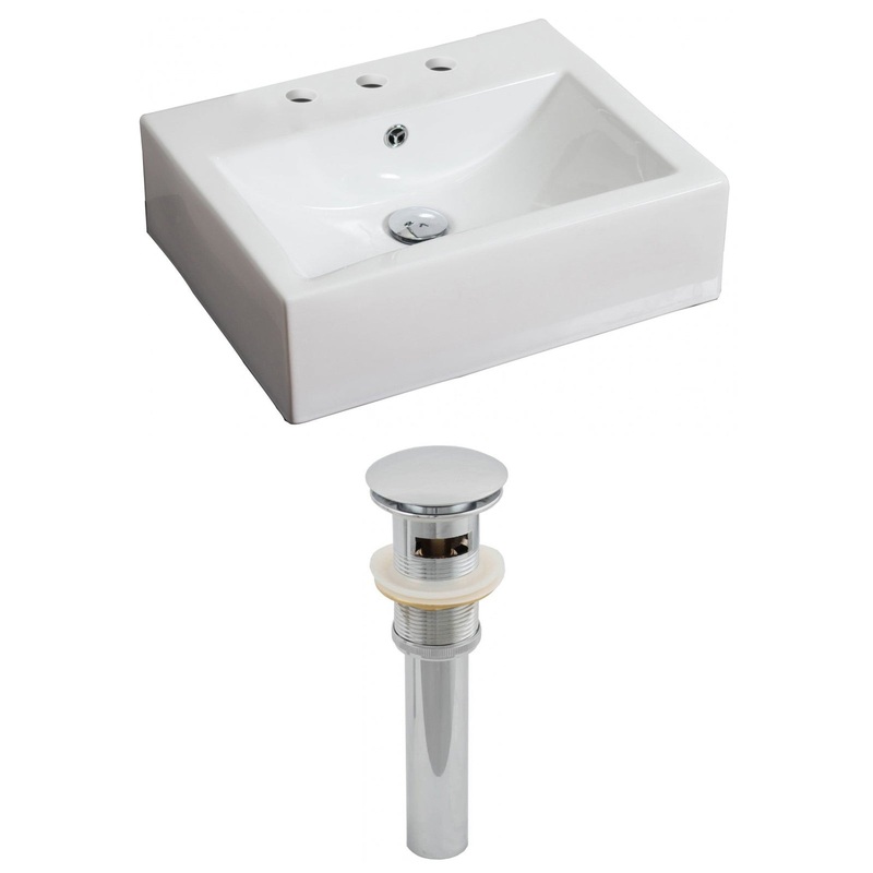 American Imaginations AI-14824 21" White Rectangular Ceramic Wall Mount Bathroom Vessel Sink Set