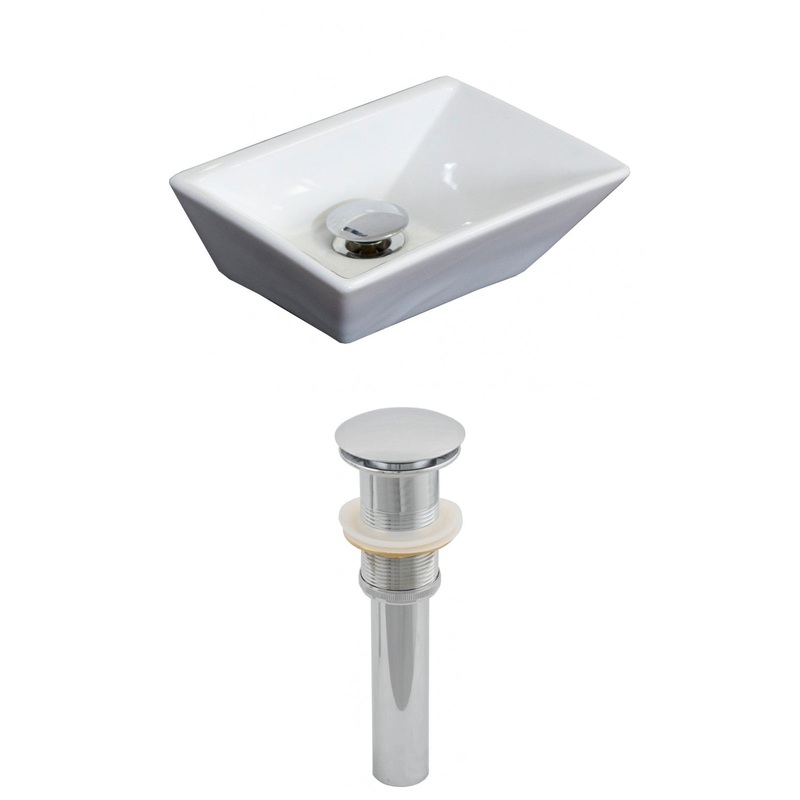 American Imaginations AI-14837 12" White Rectangular Ceramic Above Counter Bathroom Vessel Sink Set