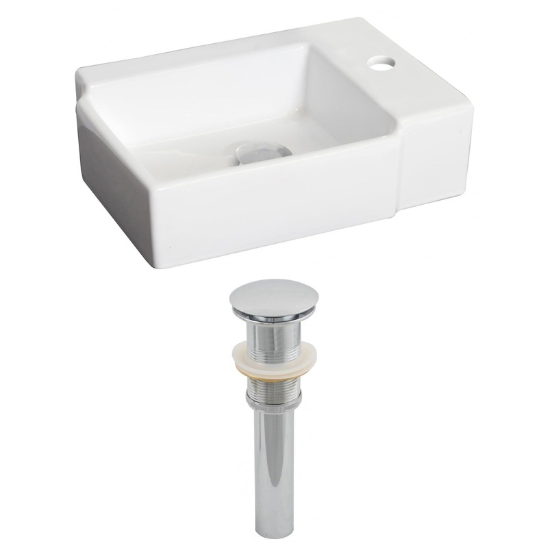 American Imaginations AI-14840 16" White Rectangular Ceramic Above Counter Bathroom Vessel Sink Set