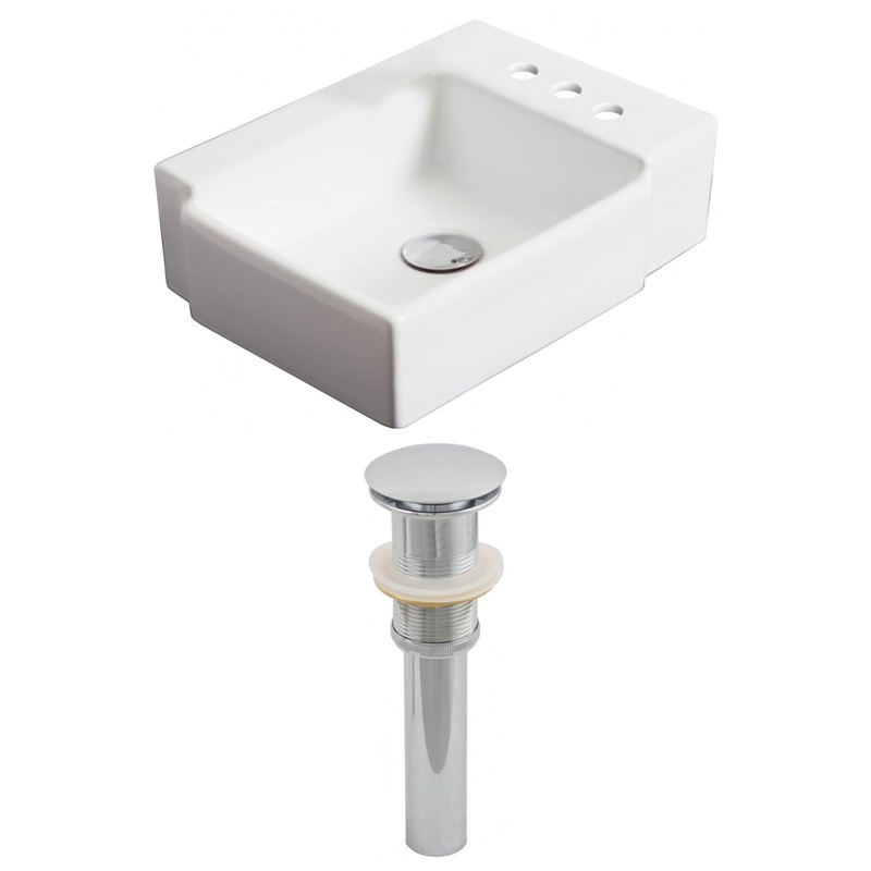 American Imaginations AI-14841 16" White Rectangular Ceramic Above Counter Bathroom Vessel Sink Set