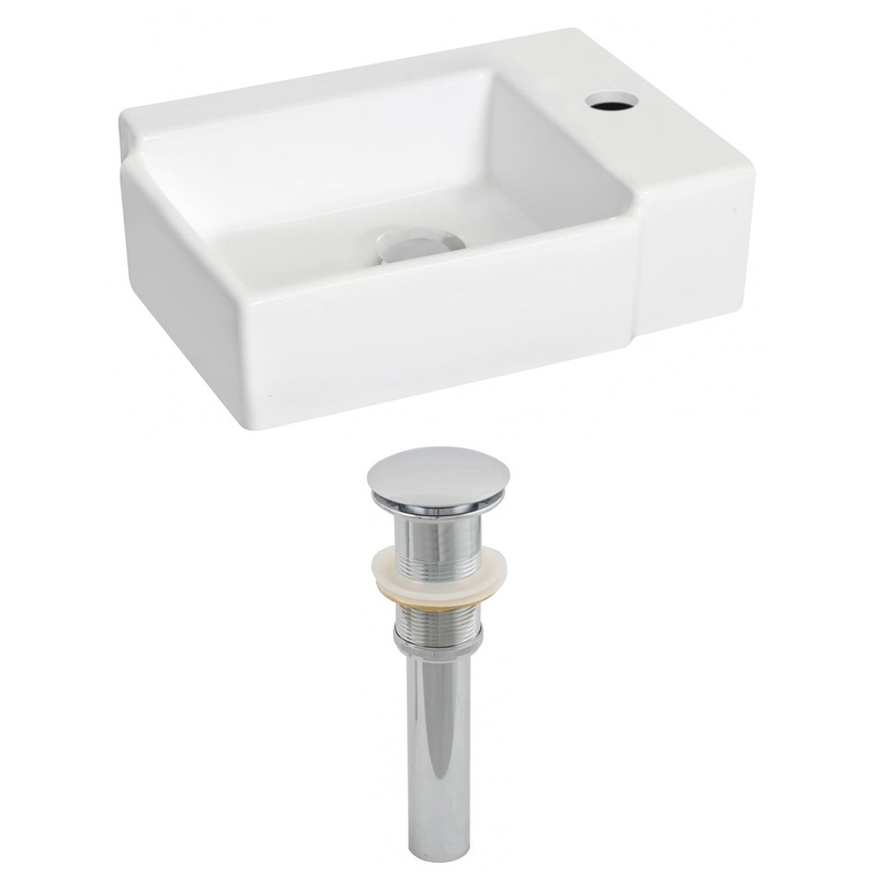 American Imaginations AI-14842 16" White Rectangular Ceramic Wall Mount Bathroom Vessel Sink Set