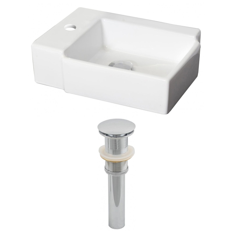American Imaginations AI-14844 16" White Rectangular Ceramic Above Counter Bathroom Vessel Sink Set