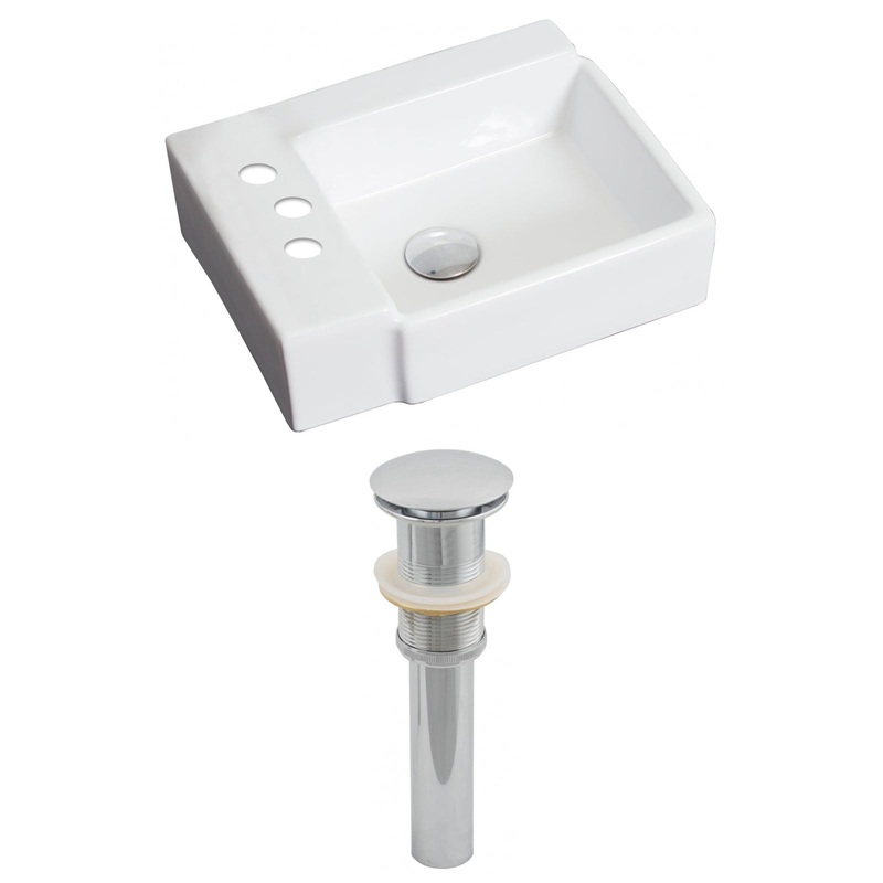 American Imaginations AI-14845 16" White Rectangular Ceramic Above Counter Bathroom Vessel Sink Set
